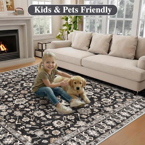 Wshable Runner Rug, Rugs for Hallway 3x10 Black Carpet - Image 6