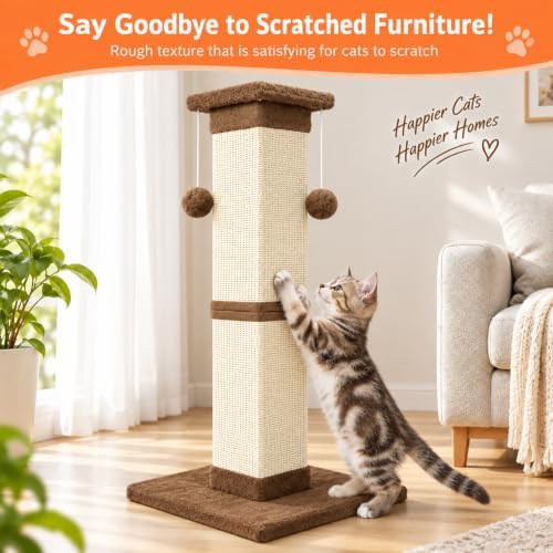 SOCATER Cat Scratching Post 33 Inch Nature Sisal Cat Scratch Post - Image 3