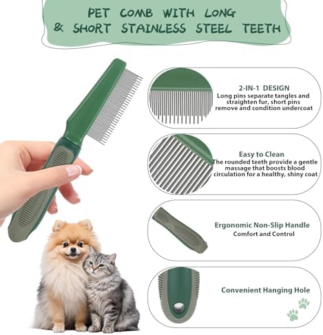 2PCS Pet Grooming Brush and Deshedding Comb Tools - Image 4