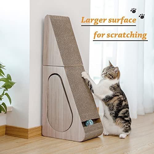 PAWZ Road 28.3" Cardboard Cat Scratcher Triangle 2 in 1 Cat Scratching Ramp - Image 3