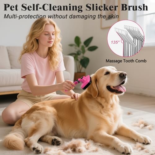 2PCS Self Cleaning Slicker Brush & Dog Comb - Image 2