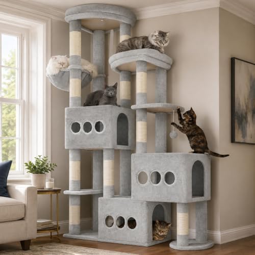 Gitelsnour Sturdy Cat Tree Tower, 3 XXL Condos by Gitelnour