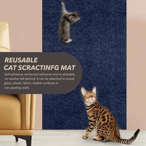 78.7"x15.8" DIY Cat Scratch Furniture Protector, Self-Adhesive, Dark Blue - Image 5