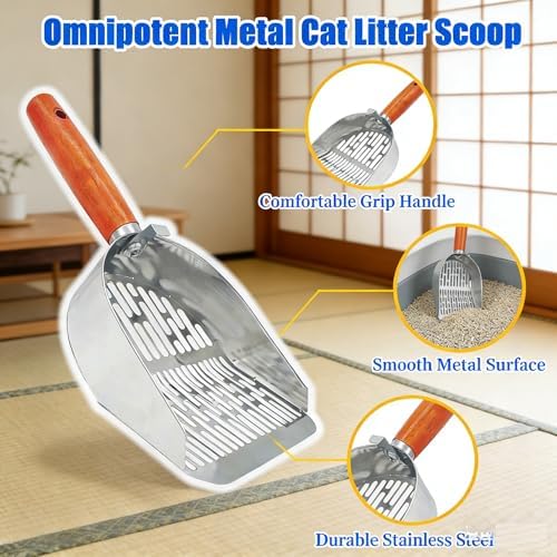 Cat Litter Scoop Metal 304 Stainless Steel, One-Piece Pressed Design - Image 3