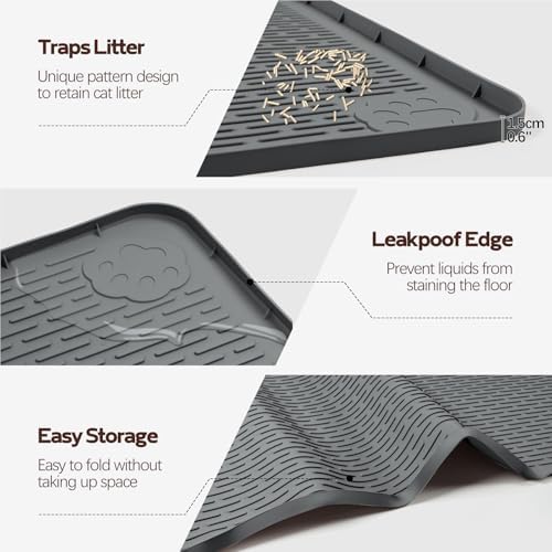 Silicone Cat Litter Mat for Litter Box 50”x35” Large Cat Mat, Dark Grey - Image 3
