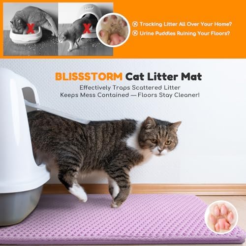 Cat Litter Mat 31"x24", Double Layer EVA Litterbox Mat Purple - Image 6