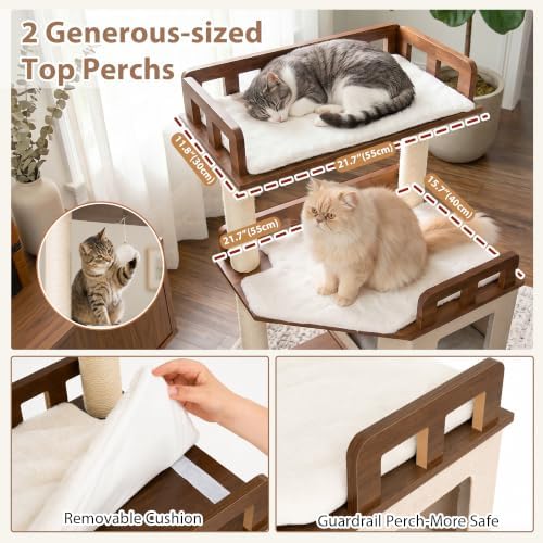 Gitelsnour Cat Tree, Wooden Multi-Level Tower - Image 2