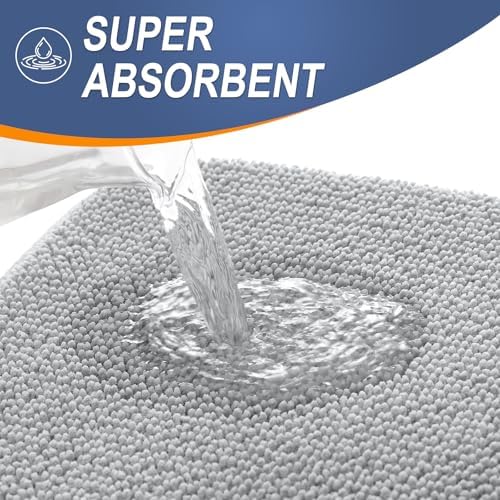 OLANLY Thick Memory Foam Bathroom Rug 30x20, Absorbent Bath Mat, Light Grey - Image 3