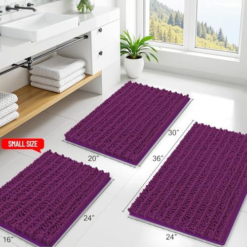 Smiry Bathroom Rugs 30X20, Extra Soft Rubber Backing Chenille Bath Mats - Image 2