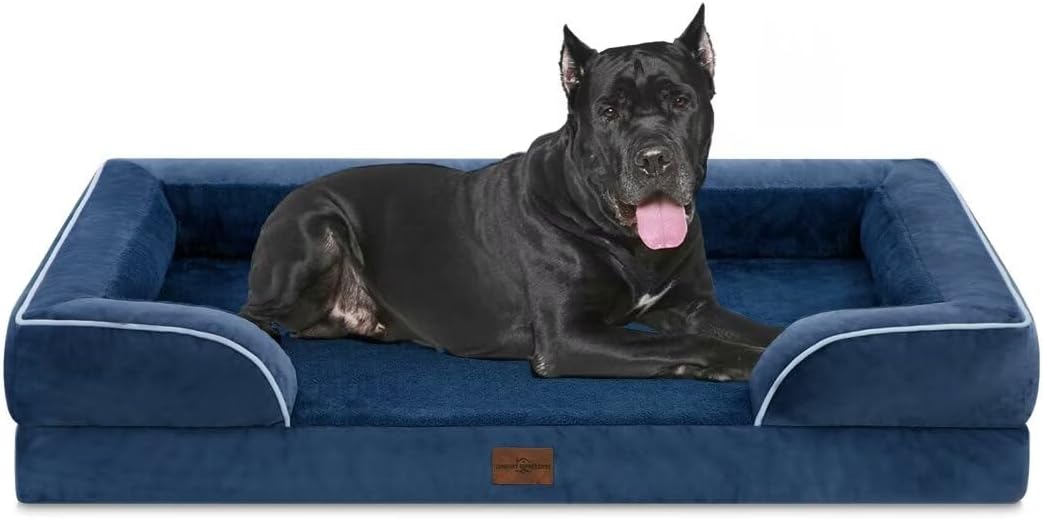 Comfort Expression XXL Orthopedic Dog Beds, Waterproof Orthopedic Foam Extra Large Dogs Beds, Washable Dog Sofa Beds with Removable Cover & Non-Slip Bottom(XX-Large,Navy Blue)