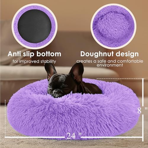 Dogs Bed for Small Dogs, Anti-Anxiety Washable Round Bed - Image 3