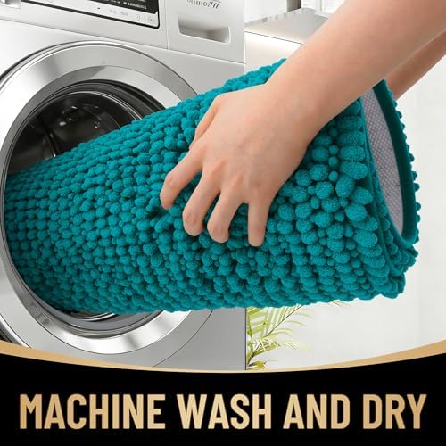 OLANLY Thick Chenille Bathroom Runner Rugs Mats 44x24, Deep Lake - Image 4