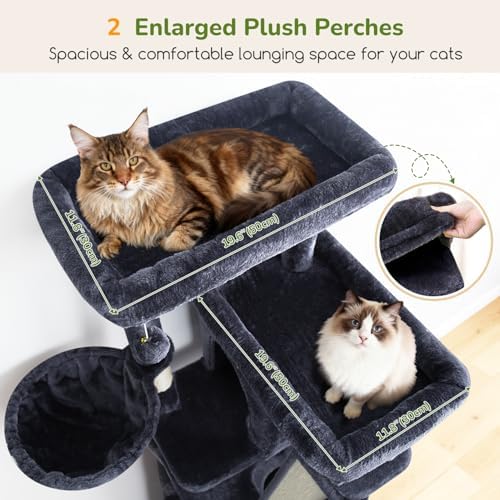 Globlazer 80in XXL Extra Large Corner Cat Tree Tower, Dark Grey - Image 2