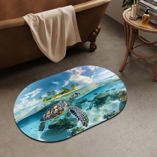 Tropical Turtle-SS Super Absorbent Quick-Drying Bathroom Mat Rug, Rubber - Image 2