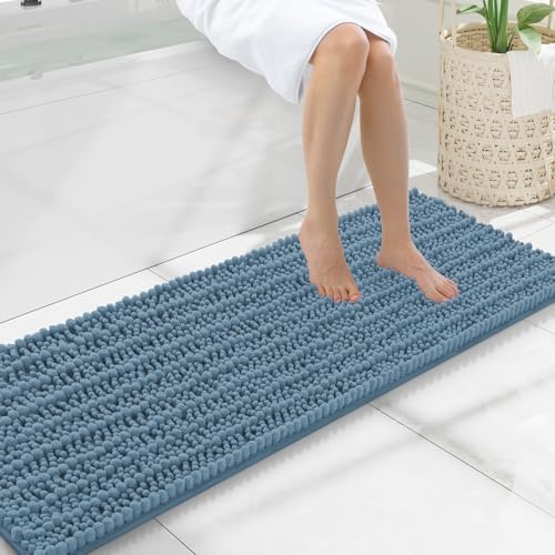 Smiry Bathroom Rugs 47X17, Extra Soft Rubber Backing Chenille Bath Mats by Smiry