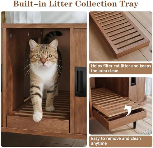 PUPETPO Cat Litter Box Enclosure Furniture - Image 3