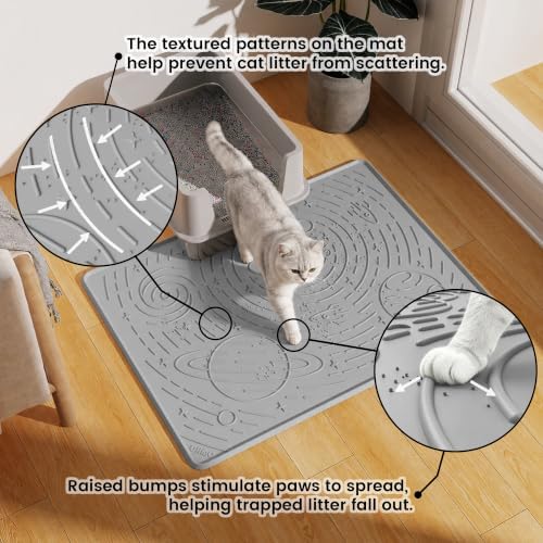 OHMO Cat Litter Mat Large Litter Box Mat, 31.5x23.6 Light Grey, Premium - Image 3