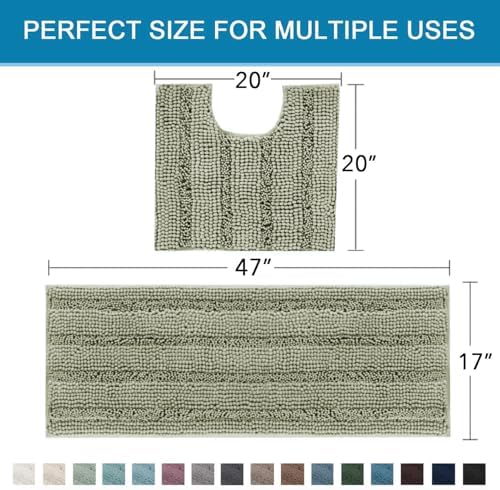 H.VERSAILTEX Bathroom Rug Sets 2 Piece Bath Mats Non Slip Thick Soft Chenille - Image 2