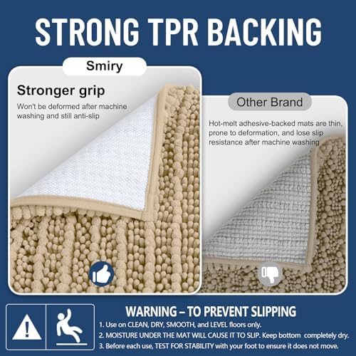 Smiry Bathroom Rugs 30X18, Extra Soft Rubber Backing Chenille Bath Mats - Image 3
