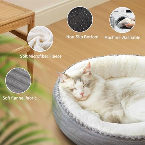 Zerbuger 20in Light Grey Round Dog Bed Sofa - Image 5
