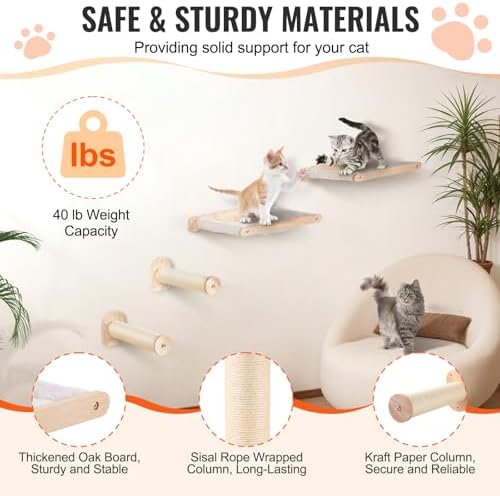VEVOR Wall Mounted Cat Shelves, Cat Wall Shelves and Perches - Image 3