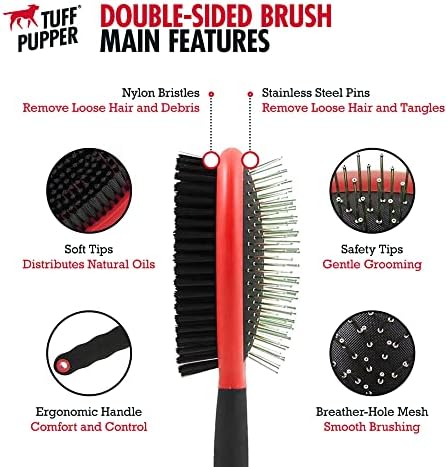 Tuff Pupper Double Sided Dog Brush, Detangling Tool - Image 2