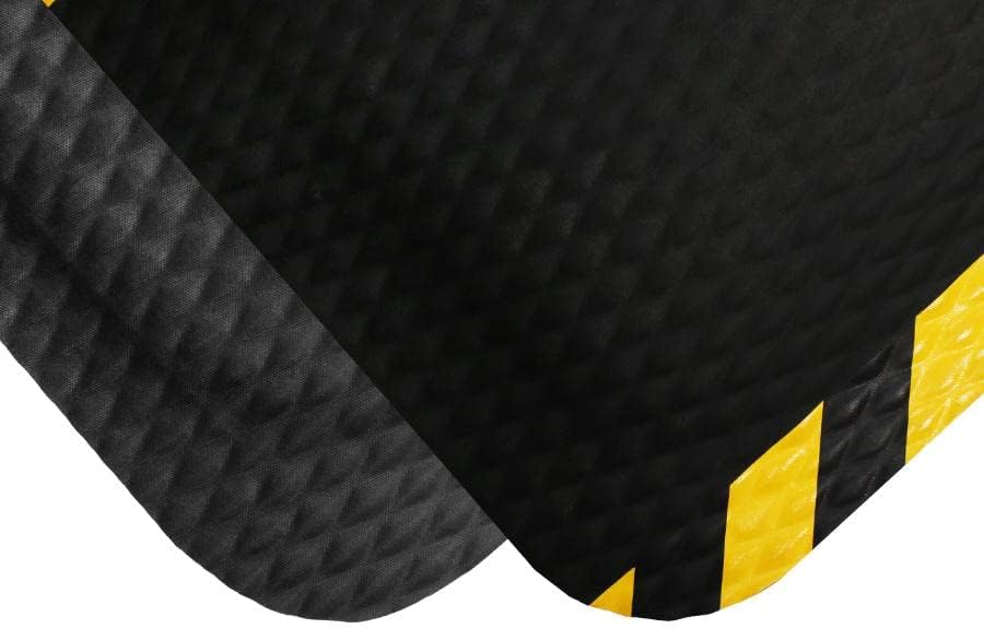 American Floor Mats Hog Heaven 5/8 inch Black & Yellow Border 3' x 4' Nitrile Backed Anti-Fatigue Comfort Mat