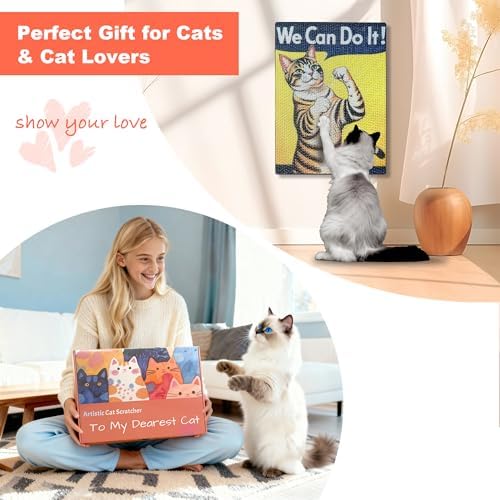 Art Cat Scratcher for Indoor Cats, Wall Mounted Cardboard Cat Scratcher - Image 2