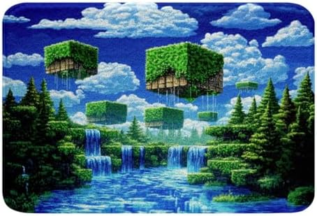 Manfei Pixelated Games Bathroom Rugs, Pixel Grid Gamepad Shaggy Absorbent Floor - Image 3