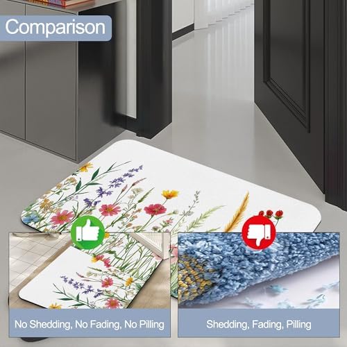Bath Mats for Bathroom, Spring Wildflower Bathroom Rugs, Rustic Garden Floral - Image 4