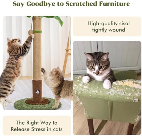 Woochpet Cat Scratching Post for Indoor Cats, 35.43" Tall Cat Scratcher Tree - Image 6