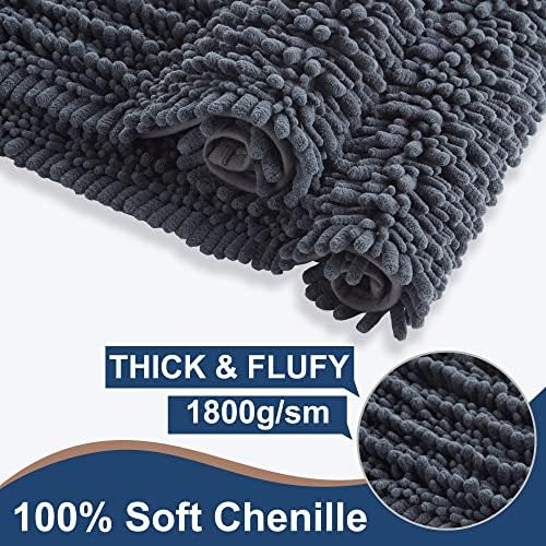 Luxury Chenille Charcoal Grey Bathroom Rugs Sets 2 Piece, Thickened Hot Melt - Image 3