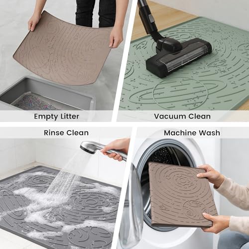OHMO Cat Litter Mat Large Litter Box Mat, 31.5x23.6 Light Grey, Premium - Image 5