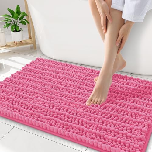 Smiry Bathroom Rugs 34X21, Extra Soft Rubber Backing Chenille Bath Mats by Smiry