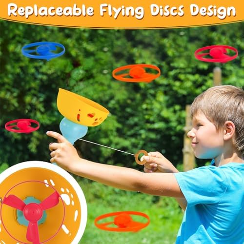 Outdoor Flying Disc Launcher Toys Set Pull-String Launchers Flying Toys Summer - Image 4
