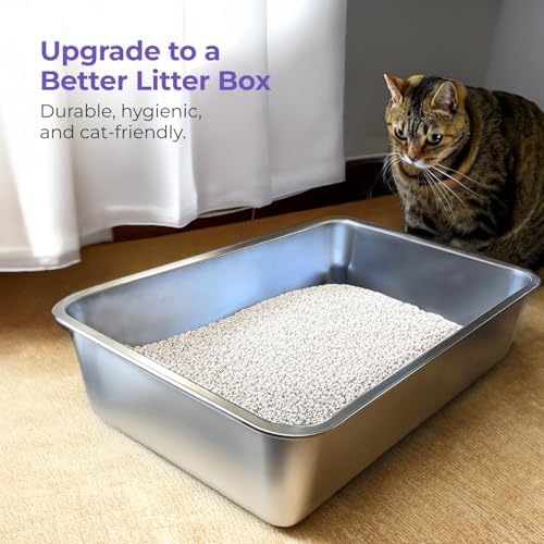 iPrimio Stainless Steel Cat Litter Box, XL 23.5" x 15.5", Nonstick Coated - Image 2