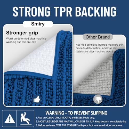 Smiry Bathroom Rugs 36X24, Extra Soft Rubber Backing Chenille Bath Mats - Image 3