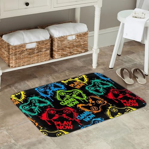Colorful Game Joysticks Bath Mat 24x16 Inch Non-Slip Soft Microfiber Bathroom - Image 2