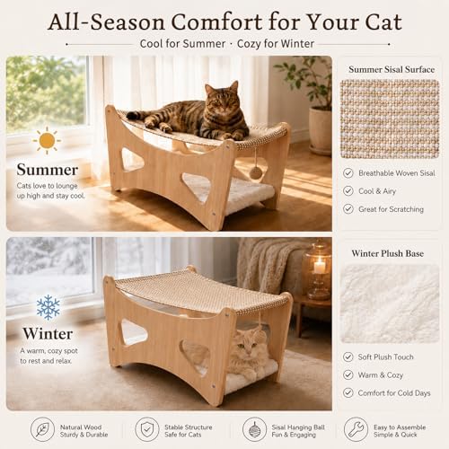 Cat Hammock Bed, 3 in 1 Elevated Bunk Cat Hammock Bed - Image 6