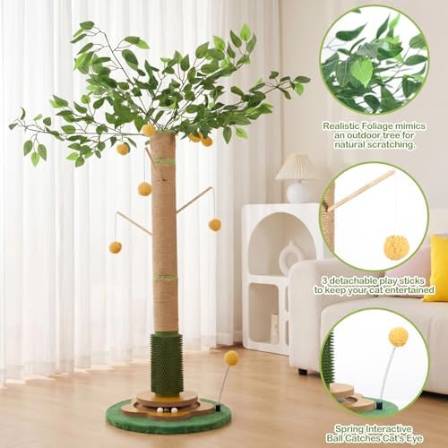 Tall Cat Scratching Post 51 Inch, Sisal Rope Cat Scratcher Tree - Image 3