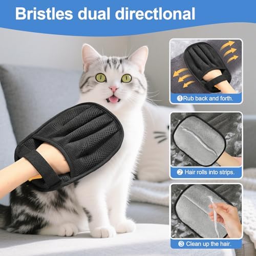 2Pcs Pet Hair Removal Gloves Cat & Dog, Electrostatic Reusable Remover Tool - Image 3