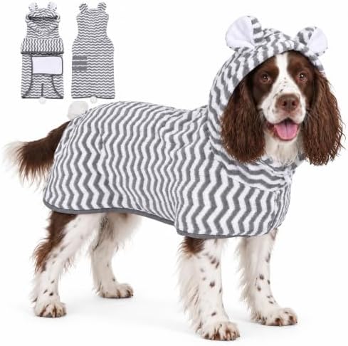 SHERCHPRY Dog Bathrobe Absorbent Microfiber Pet Drying Robe by SHERCHPRY