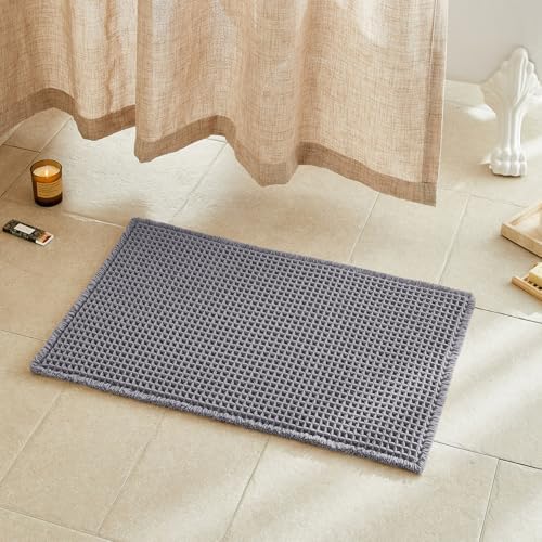 TYUU Waffle Bath Mat, Boho Bathroom Rugs Non Slip, 30x20 Grey by TYUU