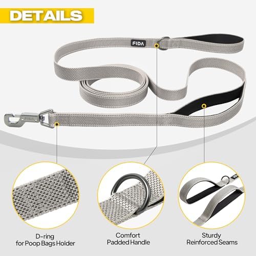 Fida 10 FT Heavy Duty Dog Leash, Dual Padded Handles - Image 6