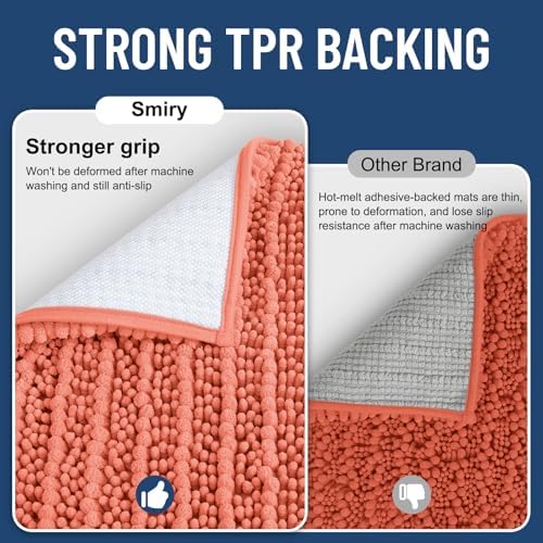 Smiry Bathroom Rugs 24X16, Extra Soft Rubber Backing Chenille Bath Mats - Image 3