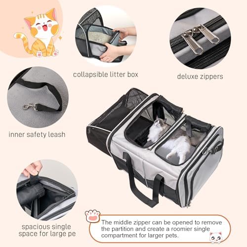 Large Cat Carrier for 2 Cats, Expandable - Image 7