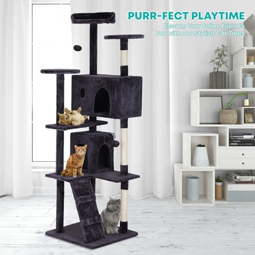 FDW | 70" Cat Tree Tower | Ashy | Multi-Level Indoor Activity Center - Image 2