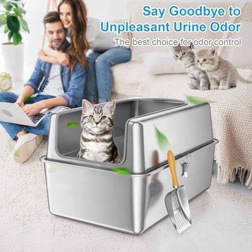 14'' High Sides XXL All Stainless Steel Cat Litter Box - Image 6
