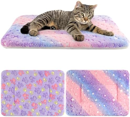 2 Pack Cat Blanket for Indoor Cat, Warm Calming Kitten Beds by Tierecare
