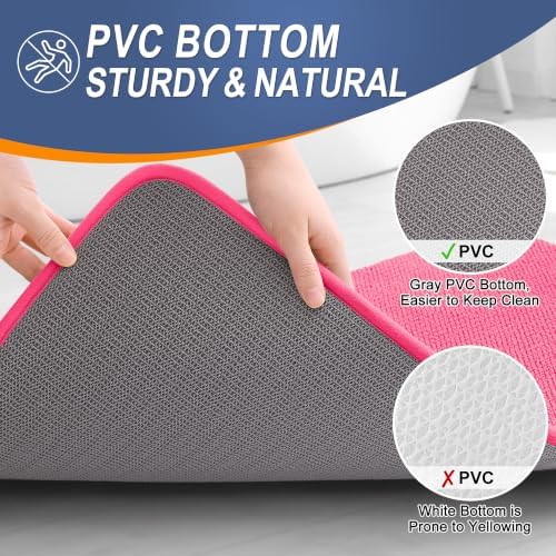 OLANLY Memory Foam Bathroom Runner Rugs 47x24, Absorbent Long Mat, Hot Pink - Image 4
